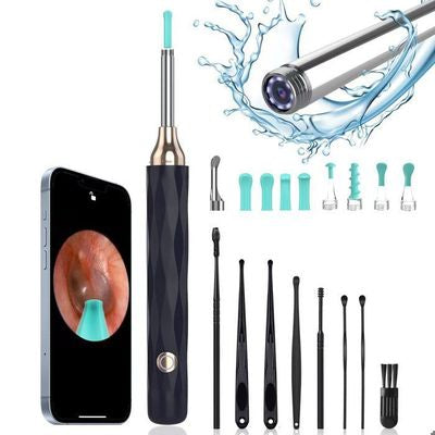 Otoscope Oreille 1080P HD 3,5mm Camera Iscope IP67 Étanche  Nettoyant Oreille Avec 6 Lumières LED, Bleu marine